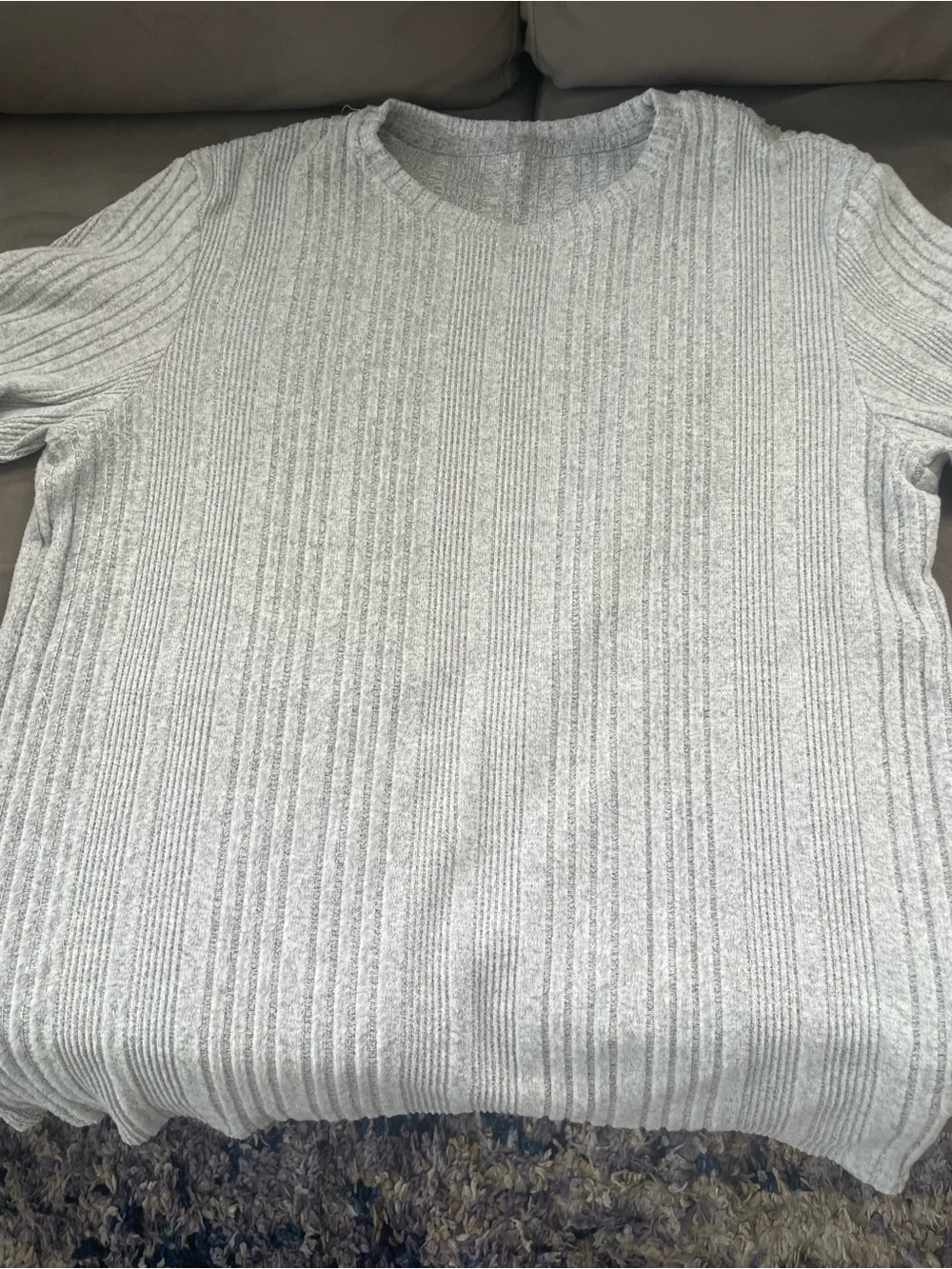 Light Gray Ribbed Knit Sweater